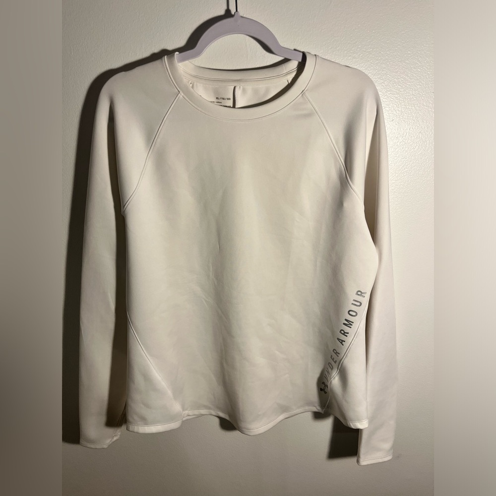 White Under Armour Fitted Coldgear Long Sleeve Shirt